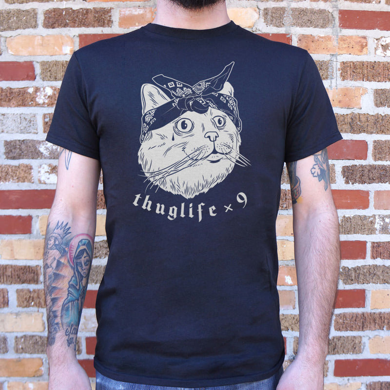Thug Life Cat Times Nine T-Shirt (Mens) - RoyaleCart